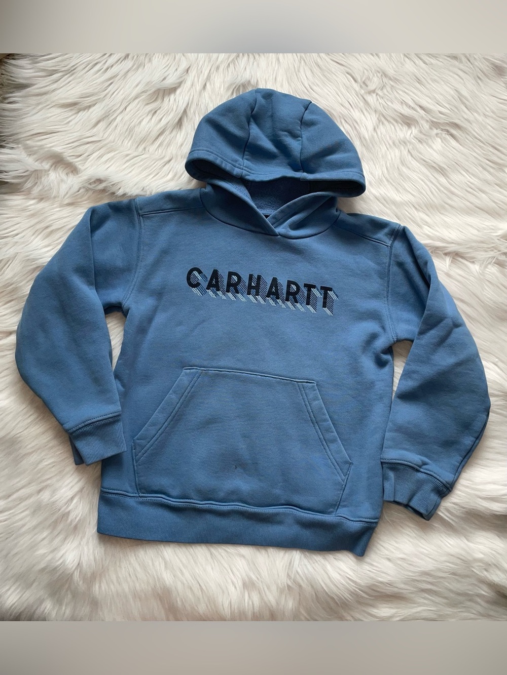 Carhartt kids light blue logo hoodie sweatshirt boys small 8-10 8 10 youth hood